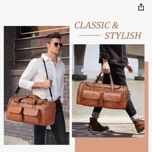 COPY - Travel Duffel Bag for Men, Large PU Leather Carry on Duffle Bag for Trav…